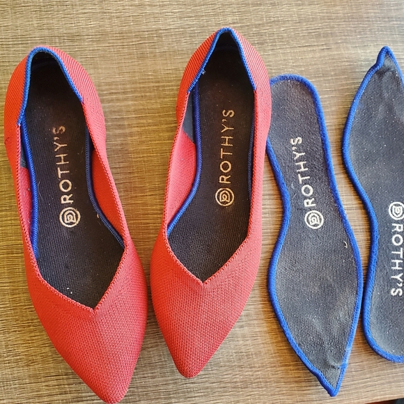 Rothy's Cherry Red (Retired) Pointed Toe Flats. - Picture 12 of 16